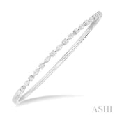 1.00 Ctw Marquise and Round Cut Diamond Fashion Bangle in 14K White Gold